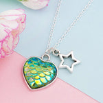 Iridescent scale heart pendant NK