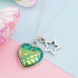 Iridescent scale heart pendant NK