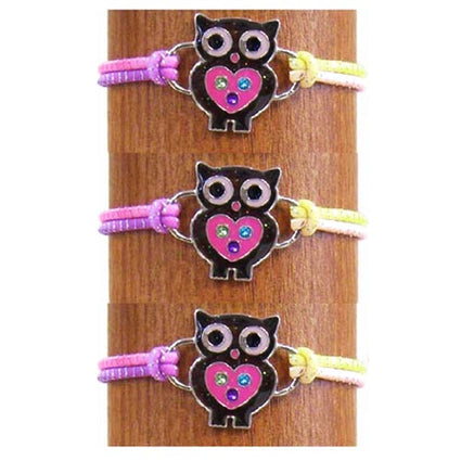 Mood animal on stretch color cord, Pink owl BR