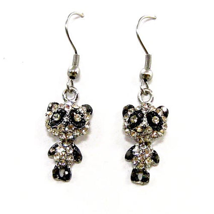 Rhinestones panda earrings