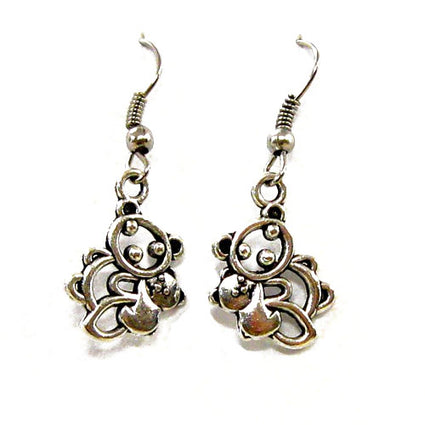 Antique silver mother/baby panda   earrings