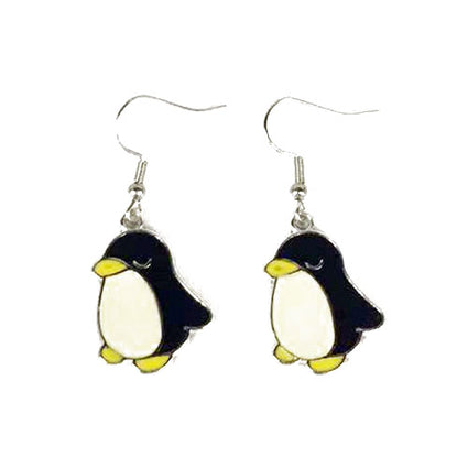 Enamel penguin earrings
