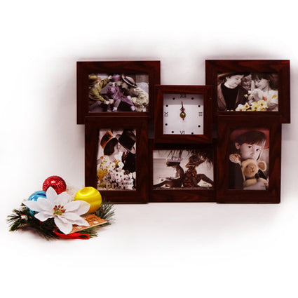 Clock Laminated Wood Black Collage Clock Picture Frame