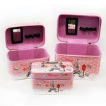 PU city makeup box set  3pcs pink Paris