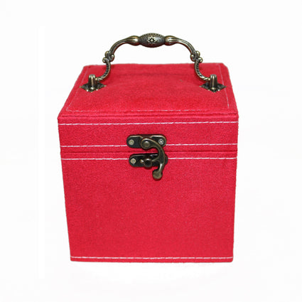 Faux Flipping fur jewelry box  color red