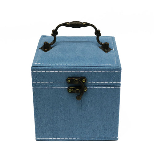 Faux Flipping fur jewelry box  color blue