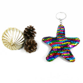 Flip Sequins Starfish  keychain  KCS9002