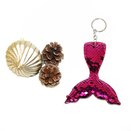Flip Sequins pink Mermaid Tail keychains  KCS9005