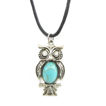 Faux turquoise, owl pendant NK