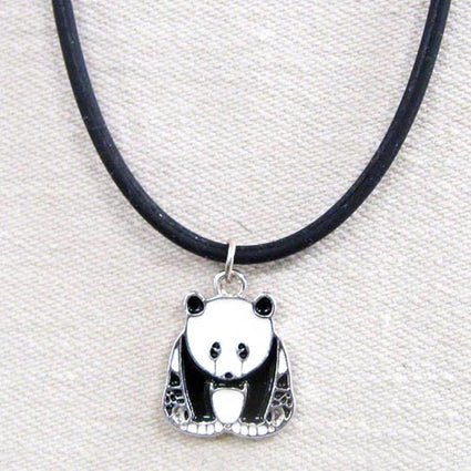 Enamel Sitting panda on cord NK