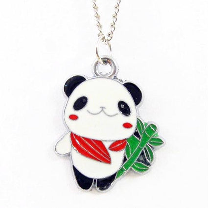 Panda with scarf and bamboo pendant NK