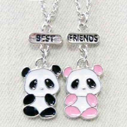 Enamel 2 pandas friendship pendant NK