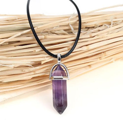 Naturel Crystal point pendant NK purple craystal