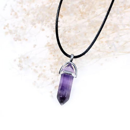 Naturel Crystal point pendant NK purple craystal