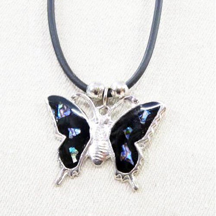 Paua chip, butterfly pendant NK