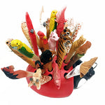 Hand Carved & Painted Wood Animal  Pen Holder  Ladybug