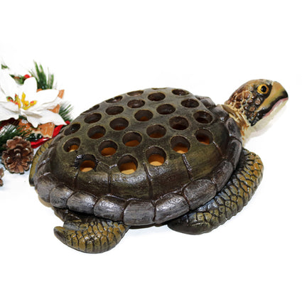 Hand Carved & Painted Wood Animal  Pen Holder  Turtle