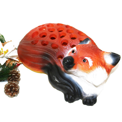 Hand Carved & Painted Wood Animal  Pen Holder  Fox