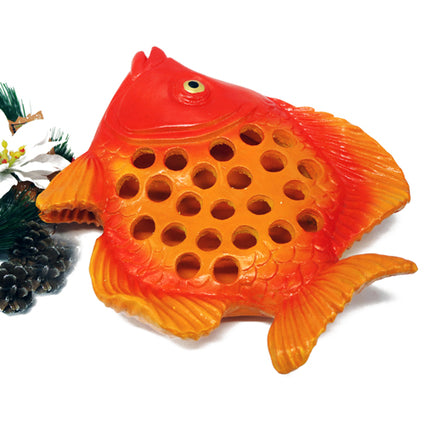 Hand Carved & Painted Wood Animal  Pen Holder  Fish