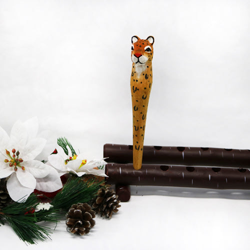 Hand carved & painted wood animal pens   Leopard