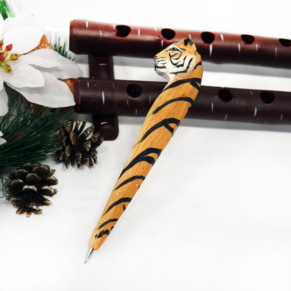 Hand carved & painted wood animal pens   Tiger