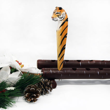 Hand carved & painted wood animal pens   Tiger