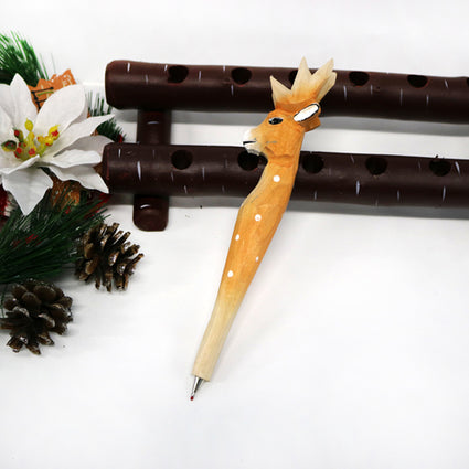 Hand carved & painted wood animal pens   Sika deer