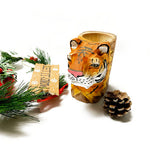 Hand Carved & Painted Wood Animal  Pen Holder  Tiger