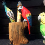 Hand Carved & Painted Wood Animal  Pen Holder   Red parrot