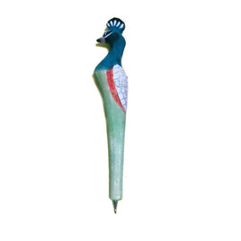 Hand carved & painted wood animal pens   Blue headed Peacock