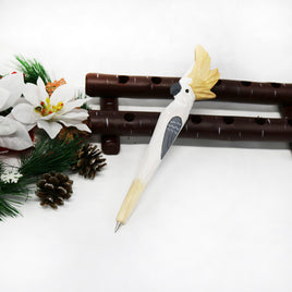 Hand carved & painted wood animal pens   White Parrot
