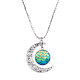 Iridescent scale moon pendant NK