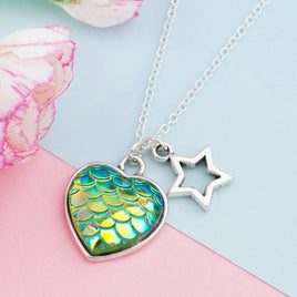 Iridescent scale heart pendant NK