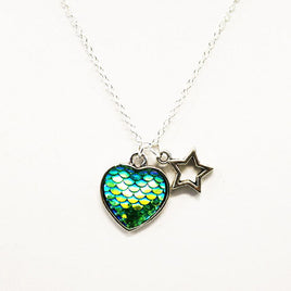 Iridescent scale heart pendant NK