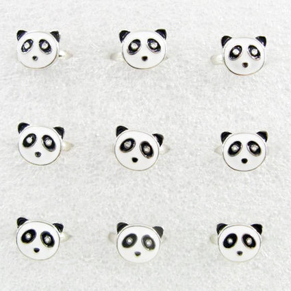 Enamel panda face rings