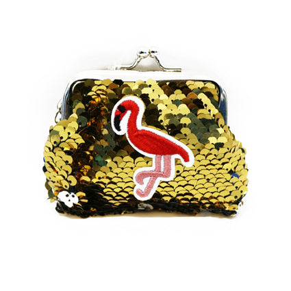 Colour sequins Keychain Coin purse   SPS6155 RED FLAMINGOS ASSORTED