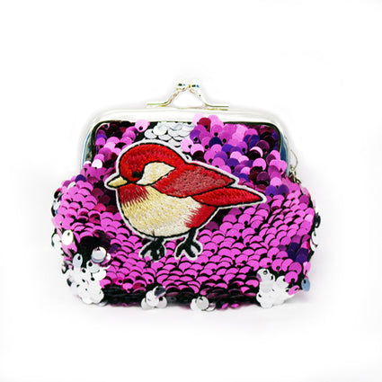 Colour sequins Keychain Coin purse  SPS6161  BIRD  ASSORTED