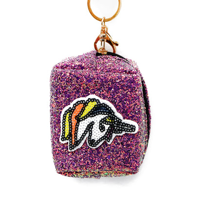 Glitter animals Keychain Coin purse   SPS650  PURPLE UNICORN